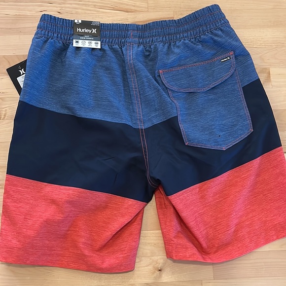 Hurley Swim Shorts size small petite red blue NWT - Picture 2 of 5